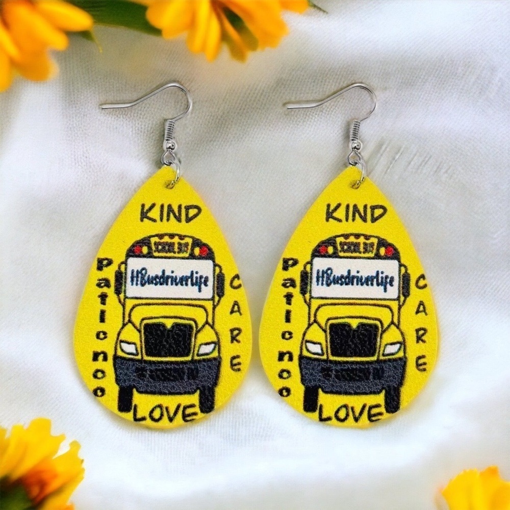 Teardrop School Bus Driver Earrings - Show Your Love on the Road! 🚌 NWT